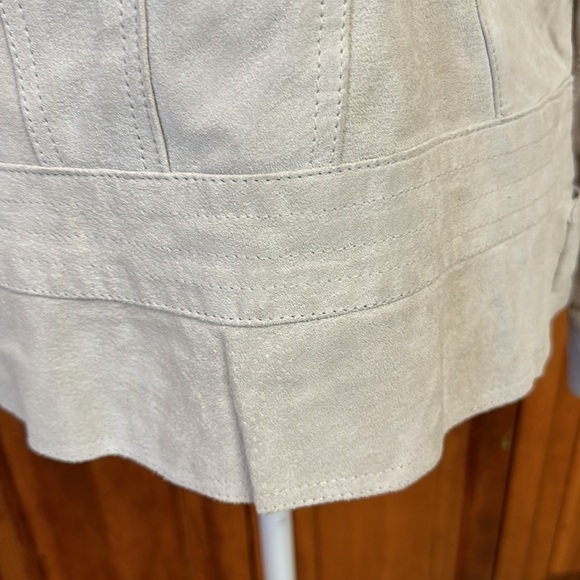 Chicos Suede Leather Birch Utility Biker Moto Jacket Chicos 1/Size 8 - Picture 7 of 13